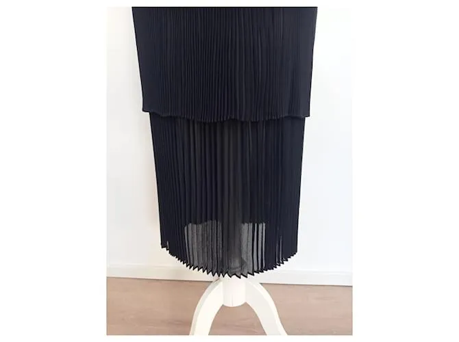 Autre Marque Falda midi plisada de Giò Moretti Negro 
