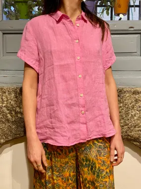 CAMISA LINO MANGA CORTA ROSA