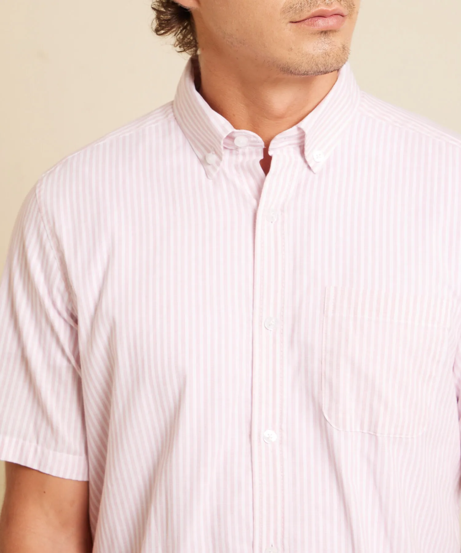 Camisa Preteñida Manga Corta Y Con Bolsillo-