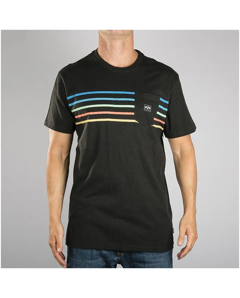 Camiseta BILLABONG para hombre manga corta Riot Spinner Tee SS Black Ref. S1SS57 negra rayas colores bolsillo pecho