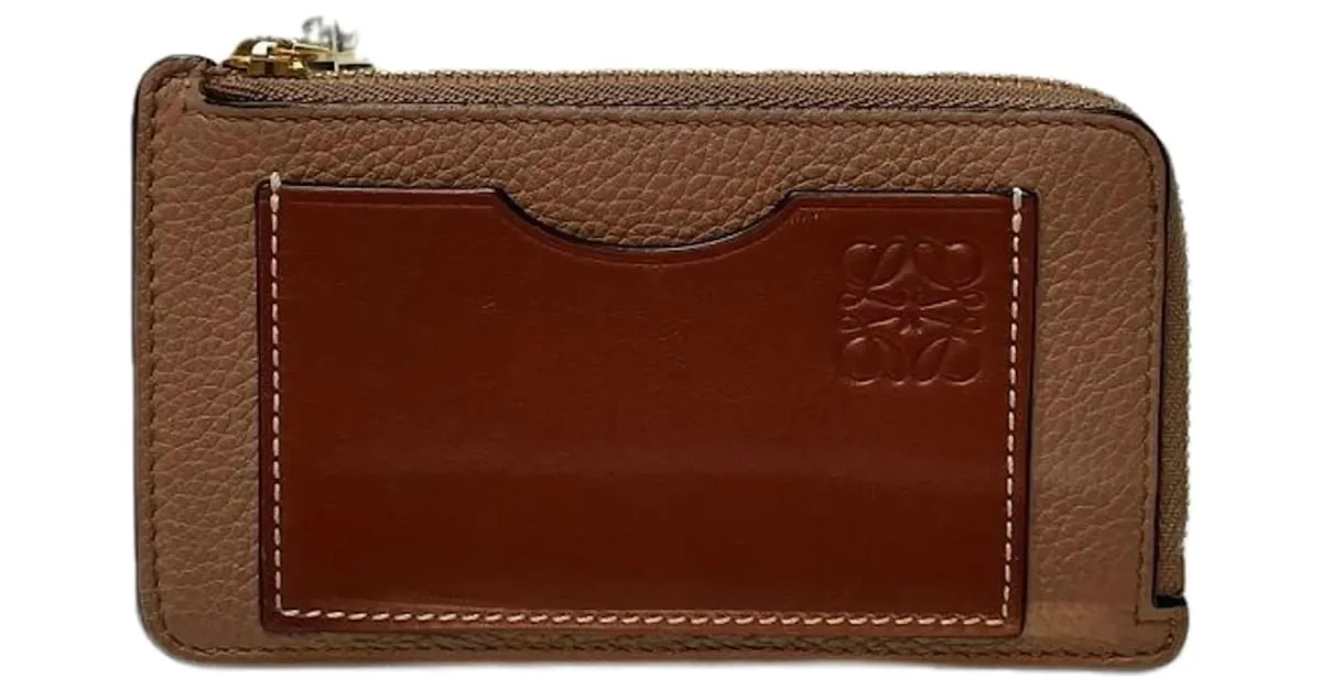Caso de pase de accesorio de cuero marrón Loewe Castaño 