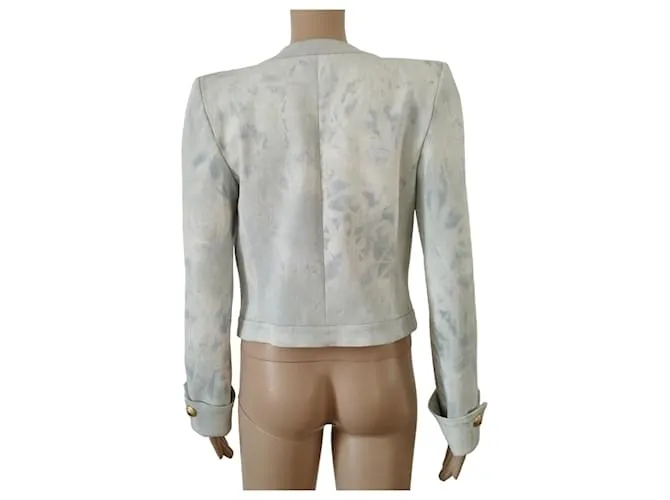 Chaqueta Balmain de algodón azul con efecto desteñido 