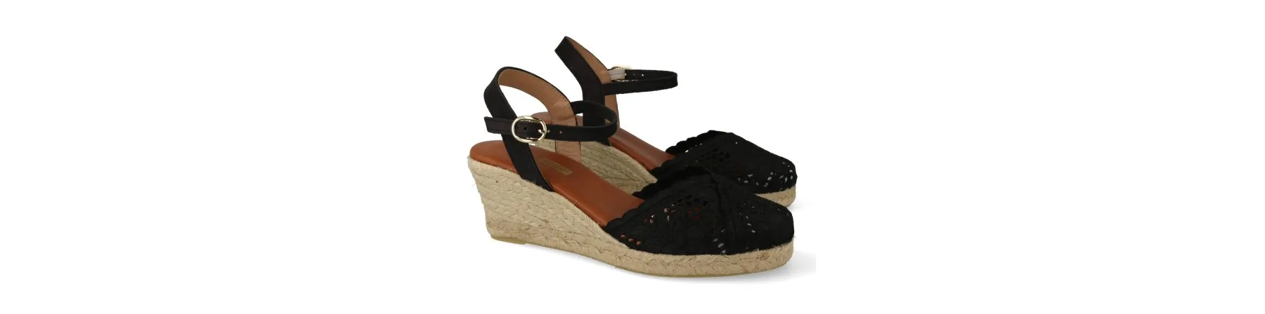 CUÑAS ESPARTO NEGRAS MUJER COMODAS MOD. GOMERA NE