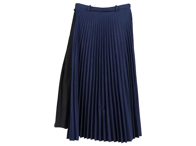 Falda midi plisada Balenciaga en poliéster azul marino 