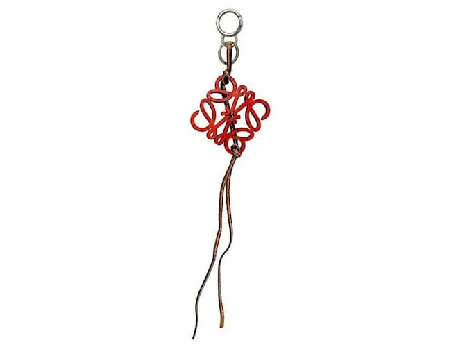 Llavero Anagrama Loewe Charm Rojo Marrón Castaño Roja 