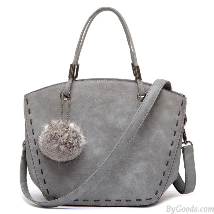 Matte Minimalist Casual Wool-Ball Retro Shoulder Bag Messenger Bag