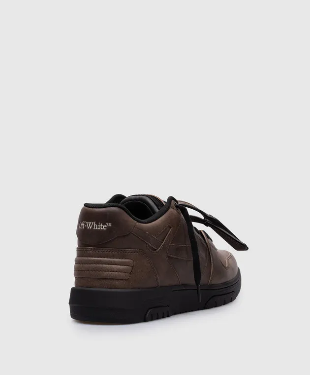 Off-White Out Of Office brown leather sneakers