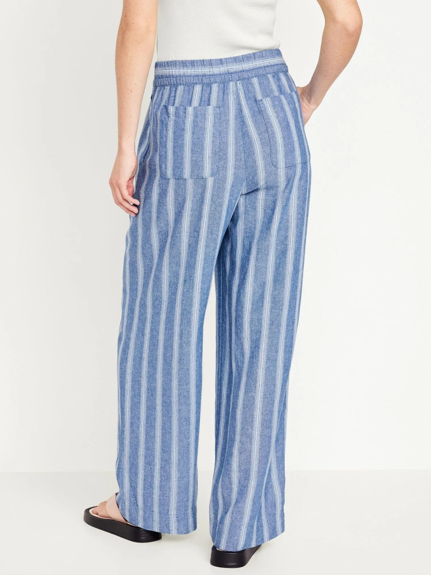 OLD NAVY Shorts Wide-Leg Tiro Alto de Lino Old Navy Mujer