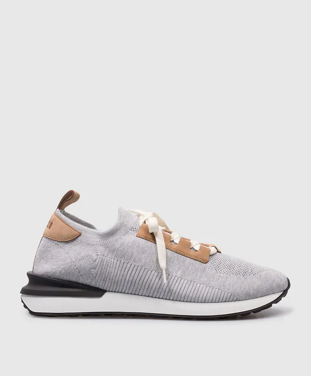 Peserico Gray combination sneakers with logo
