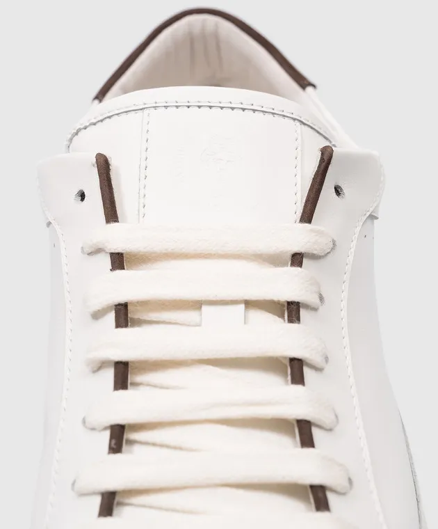 Peserico White leather sneakers with logo