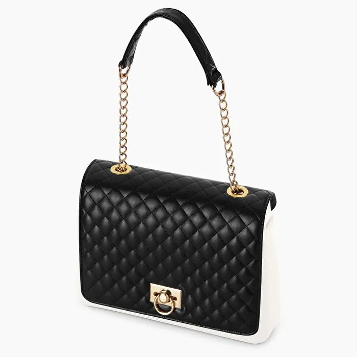 Solapa con manguito negro y oro napa alcochada O bag glam